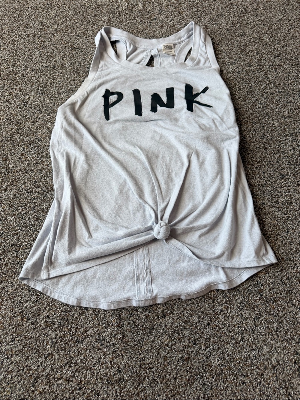 Victoria's Secret PINK White Logo Racerback Cutout Tank Top Large L